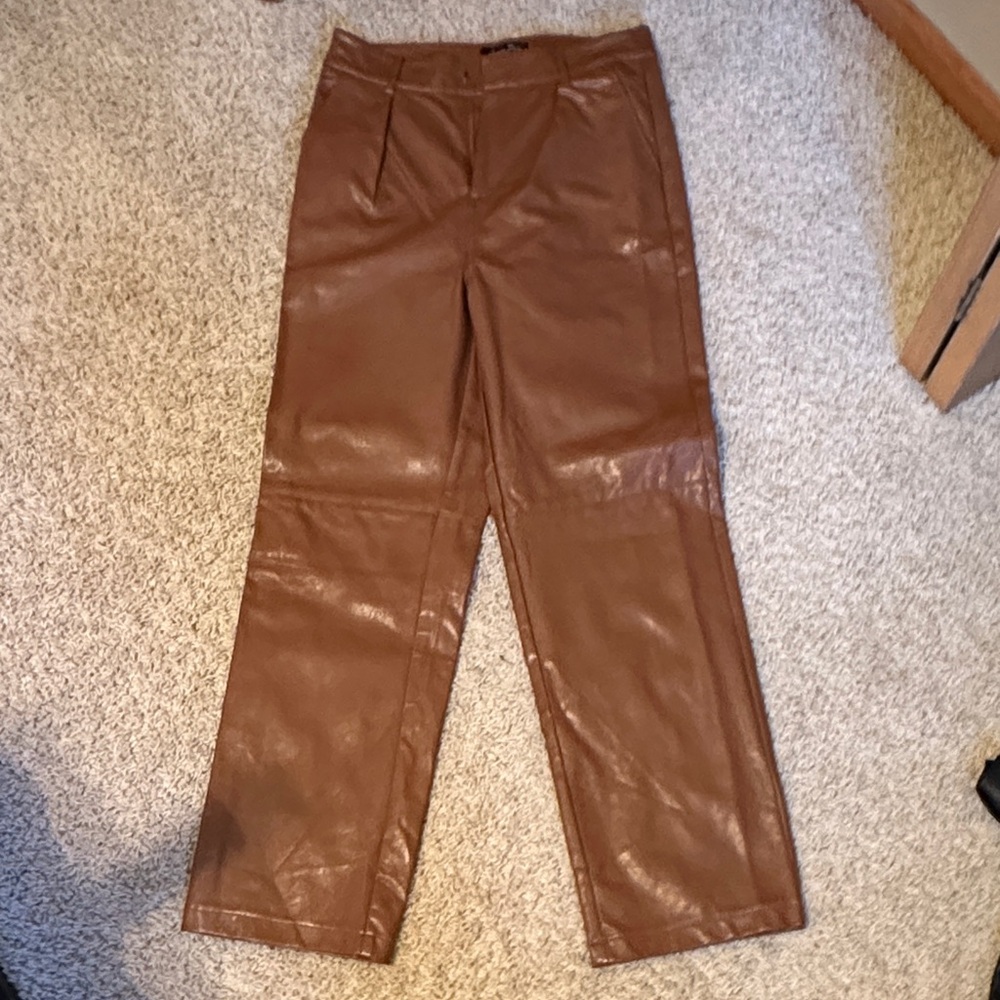 Emory Park Camel Faux Leather Pants